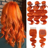 Black Pearl Orange Bundles With Closure Malaysian Body Wave Remy Human Hair Weave Orange Bundles With Closure