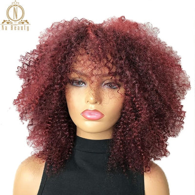 13x6 Lace Front Afro Kinky Curly Wig Honey Blonde 99J Red Black Wigs Pre Plucked Ombre Color Human Hair Wigs Remy Nabeauty 150%