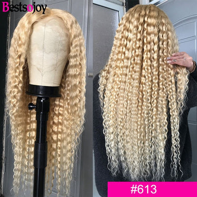 Bestsojoy 613 Blonde Curly Human Hair Wigs 360 Lace Frontal Wig Mongolian Remy 13x6 Lace Front Wigs For Black Women Middle Ratio