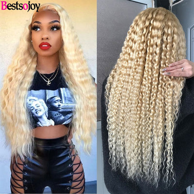 Bestsojoy 613 Blonde Curly Human Hair Wigs 360 Lace Frontal Wig Mongolian Remy 13x6 Lace Front Wigs For Black Women Middle Ratio