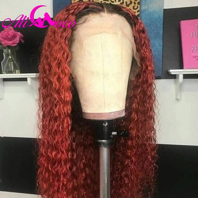 1B99 Ombre Mongolian Afro Kinky Curly Wig 180% Density Lace Front Human Hair Wigs For Black Women Pre Plucked Remy Wigs Ali Coco