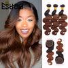 Body Wave Bundles With Closure Ombre Colored T1B 27/Red/33/Purple Bundles With Closure Mongolian 100% Remy Human Hair Extension