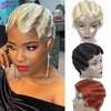 Soul Lady Finger Wave Wigs Cheap Brazilian Short Pixie Cut Human Hair Wig 613 Blonde Red Orange Brown # 27 30 33 350 Mix Color