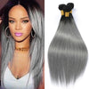 Dejavu Hair Straight Hair 1B/Grey Ombre Brazilian Remy Hair Weave Silver Gray Color Ombre Human Hair Bundles 1/3/4PC Extension