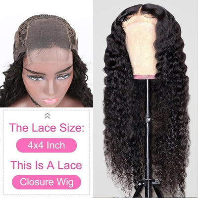 YYong 4X4 Lace Closure & 13x4 Lace Front Human Hair Wig With Baby Hair Remy Indian Deep Wave 30 32inch Lace Front Wigs For Women