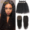 Joedir Brazilian Hair Weave Bundles With Closure Human Kinky Curly Hair Bundles With Closure 10-28 inches Long  Remy Hair