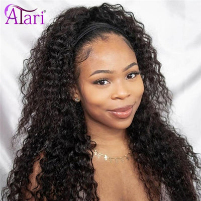 Indian Water Wave Headband Wig Human Hair Wigs Curly Hair Full Machine Made Wigs For Black Women 180% Glueless Colored Wigs